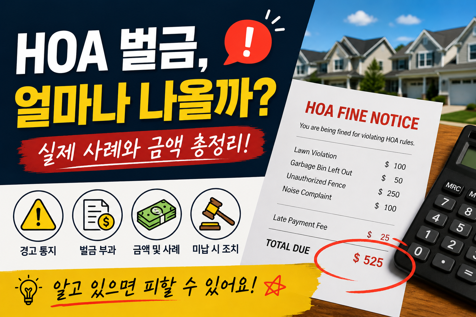 HOA 벌금 얼마나 나올까